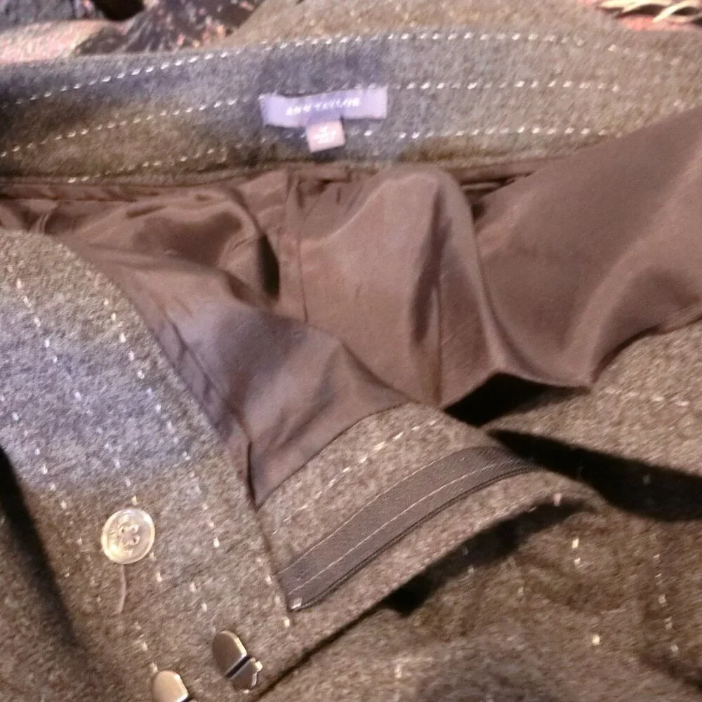 Ann Taylor Wool Pinstripe Wide Leg Dress Pants Gray Size 10 Lined - Picture 3 of 4